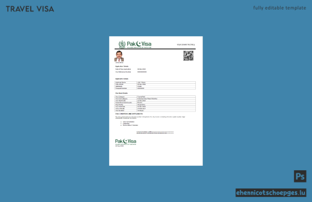 Pakistanisches E-Visum: Beispielvorschau in Word und PDF